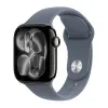 Apple Watch Series 11 46mm Aluminum Jet Black Case Anchor Blue Sport Band S/M