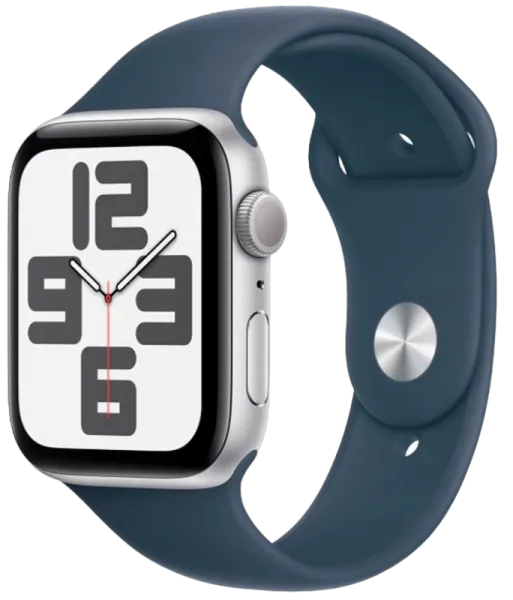 Apple Watch Series SE 2023 44mm Silver Aluminum Case with Storm Blue Sport Band